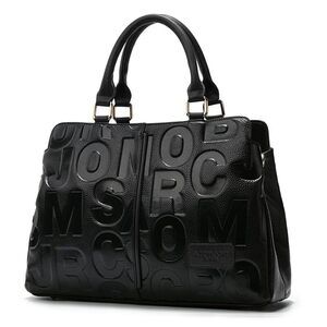 9363 Leather Cowhide Handbag Large Capacity letter shoulder strap high